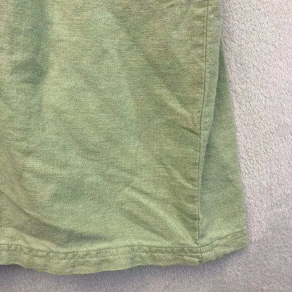 Vintage Erika Button Up Linen Blend Midi Dress Womens XL Western Green Prairie - Picture 9 of 13